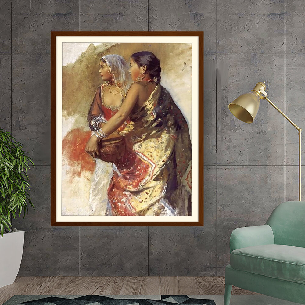 Sketch Two Nautch Girls - WALL MOUNT FRAME