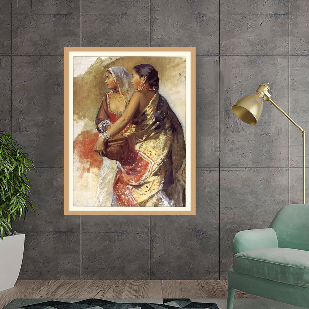 Sketch Two Nautch Girls - WALL MOUNT FRAME