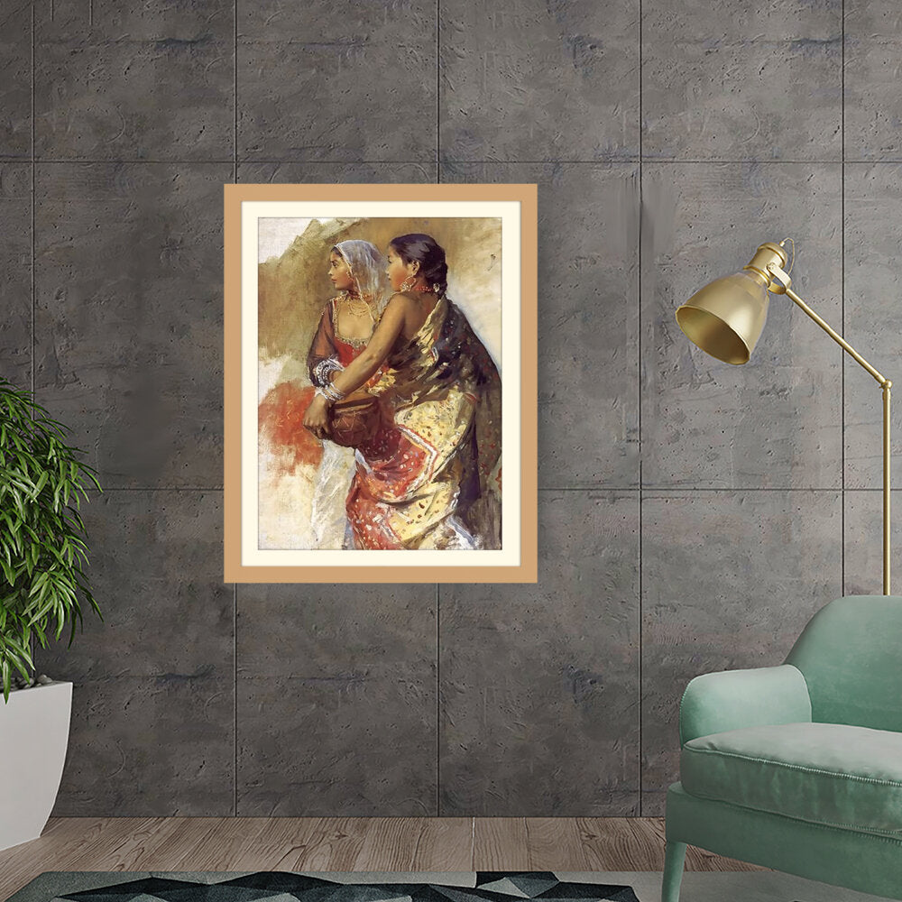 Sketch Two Nautch Girls - WALL MOUNT FRAME