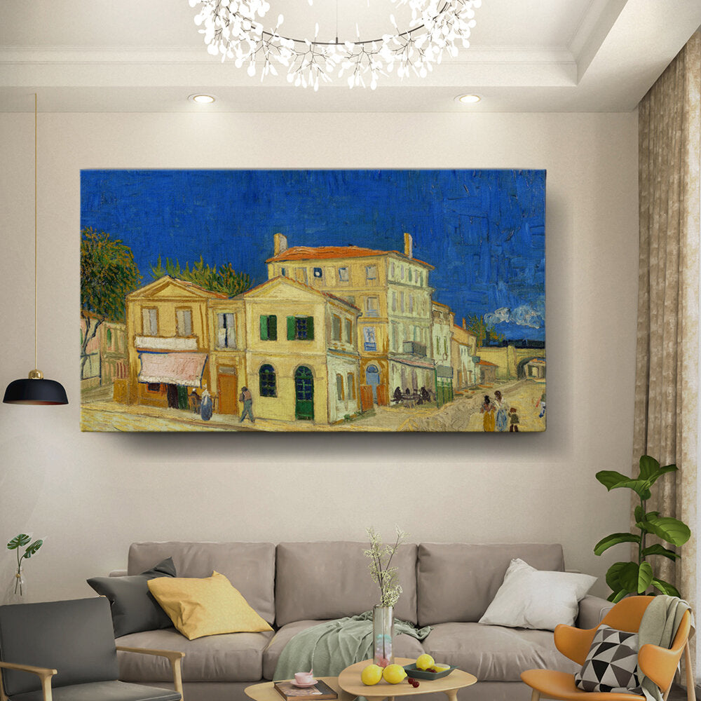 Village Street Under Blue Sky