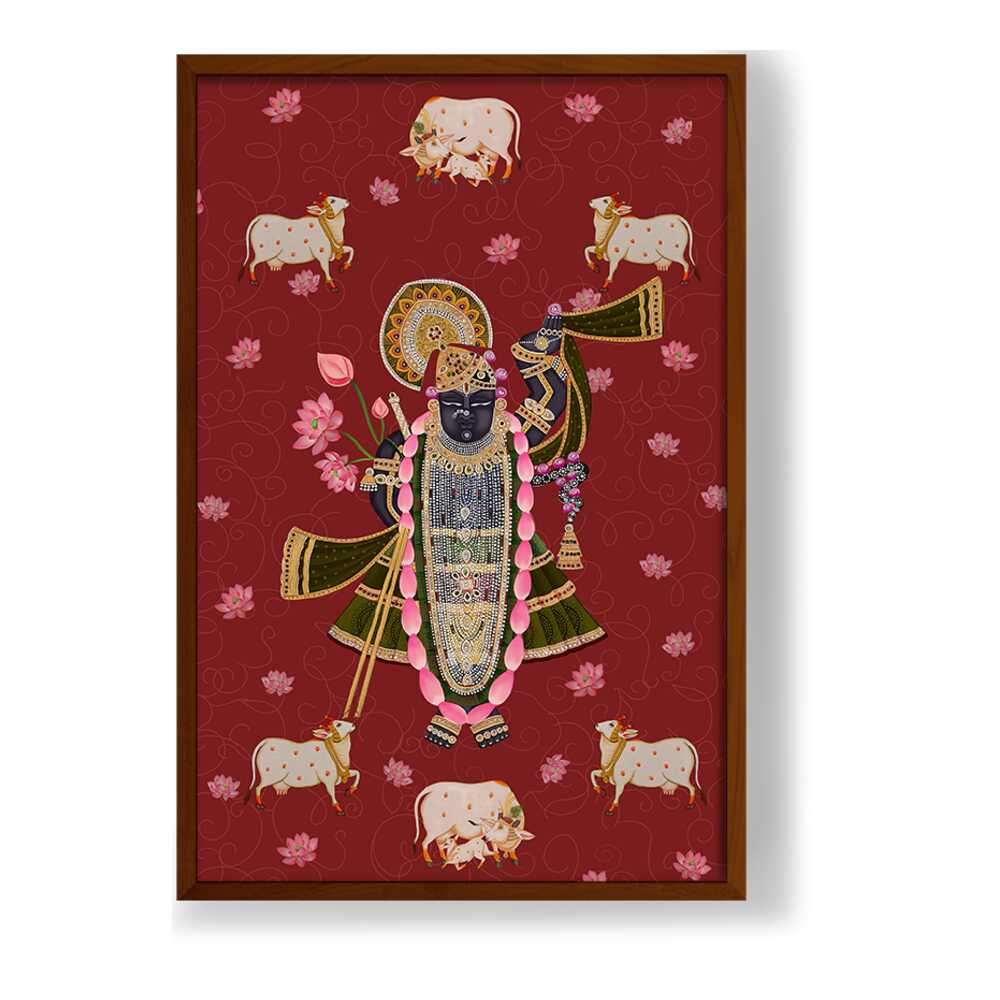 ShrinathJiPichwai_Cows - Framed Canvas
