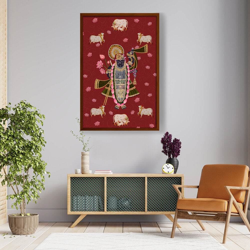 ShrinathJiPichwai_Cows - Framed Canvas