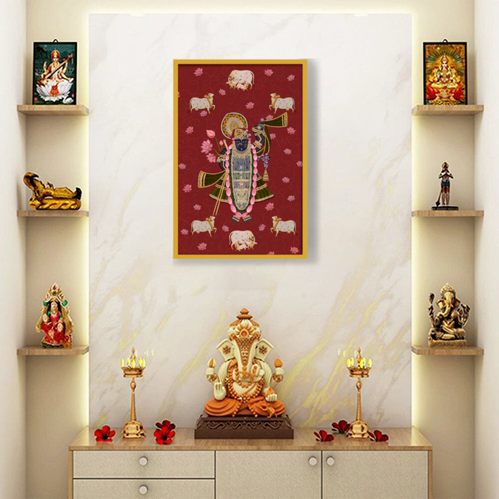 ShrinathJiPichwai_Cows - Framed Canvas