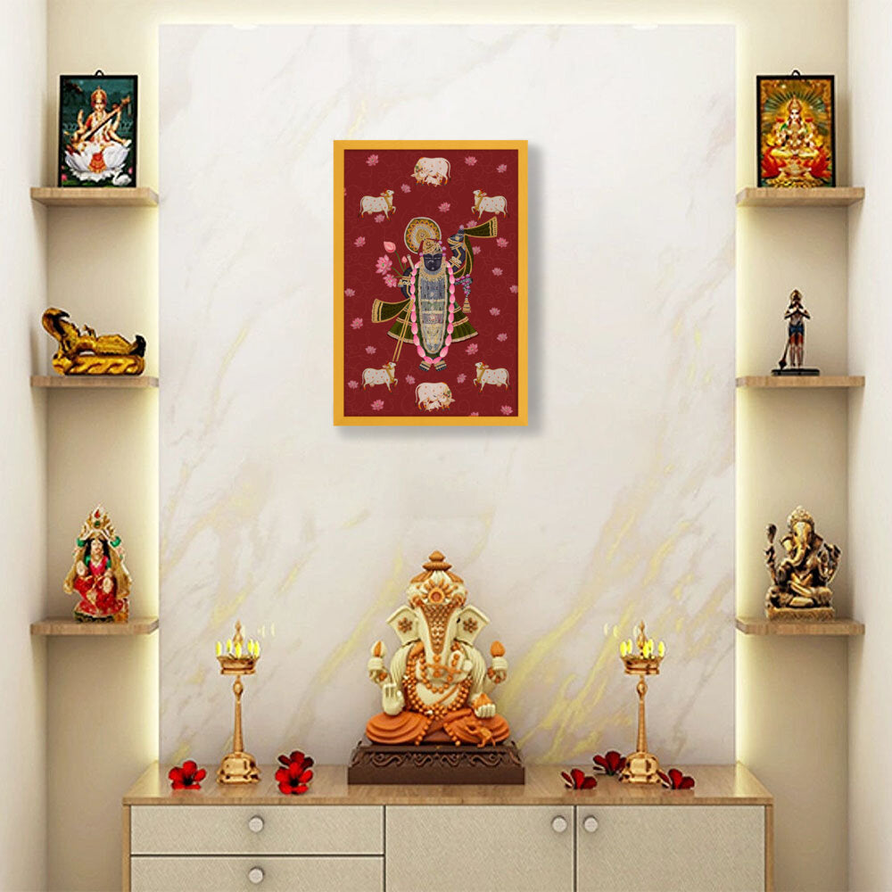 ShrinathJiPichwai_Cows - Framed Canvas