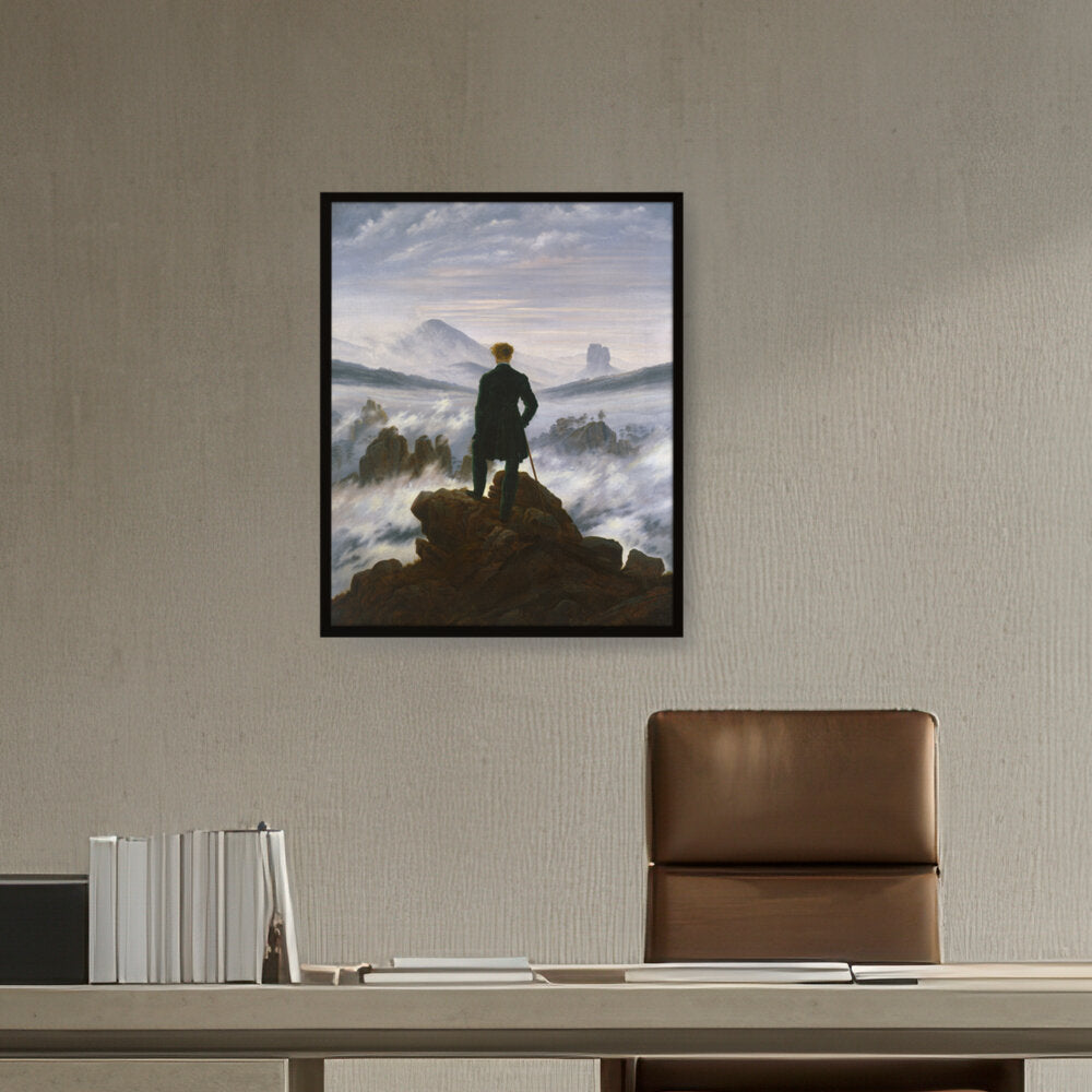 The Wanderer Above The Mists - Framed Canvas