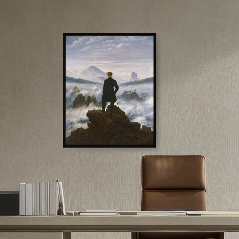 The Wanderer Above The Mists - Framed Canvas