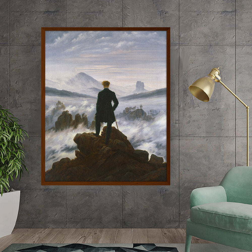 The Wanderer Above The Mists - Framed Canvas