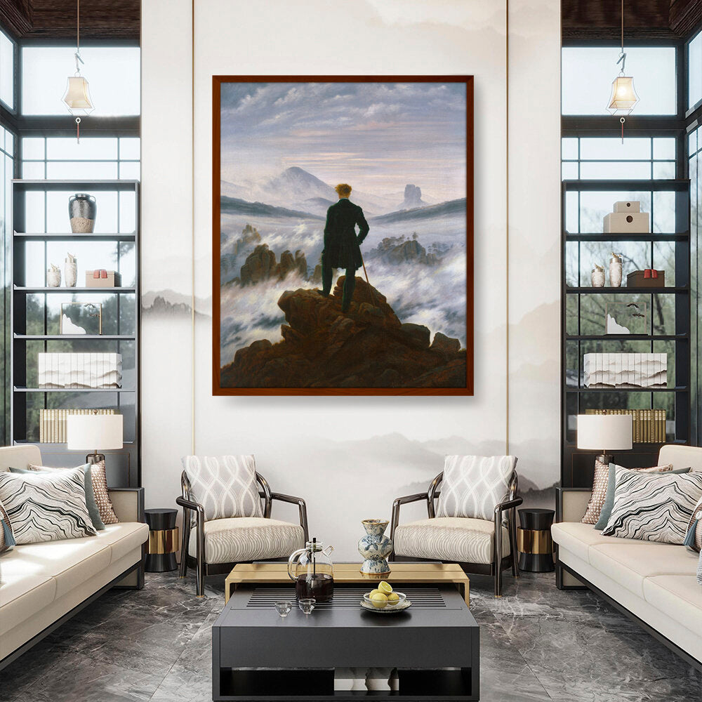 The Wanderer Above The Mists - Framed Canvas