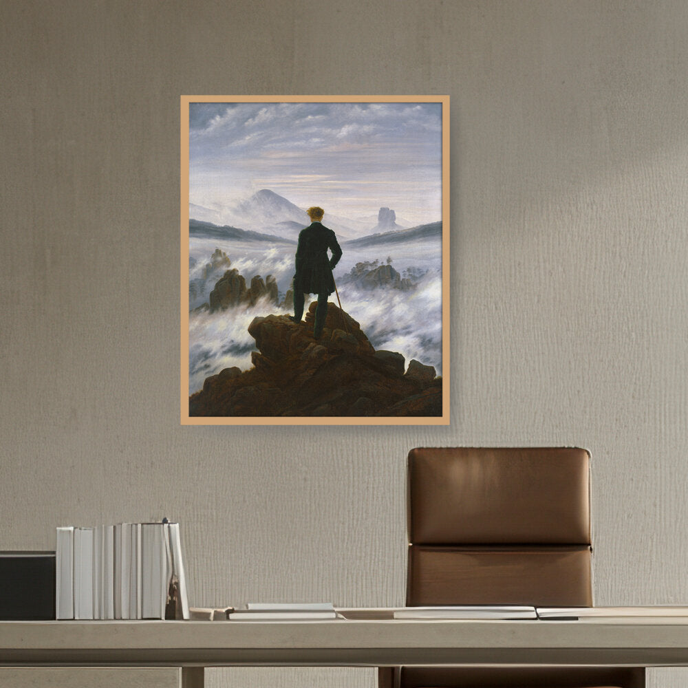 The Wanderer Above The Mists - Framed Canvas