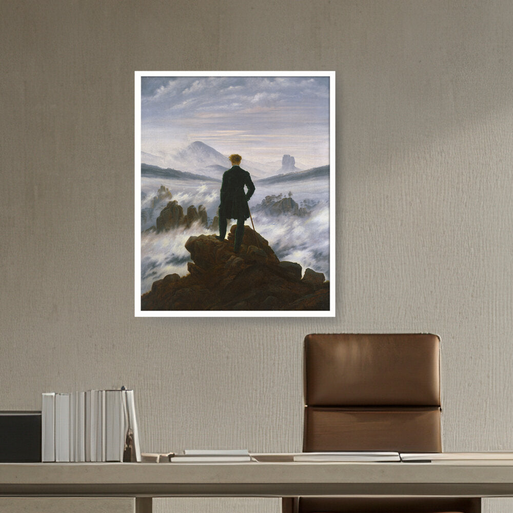 The Wanderer Above The Mists - Framed Canvas