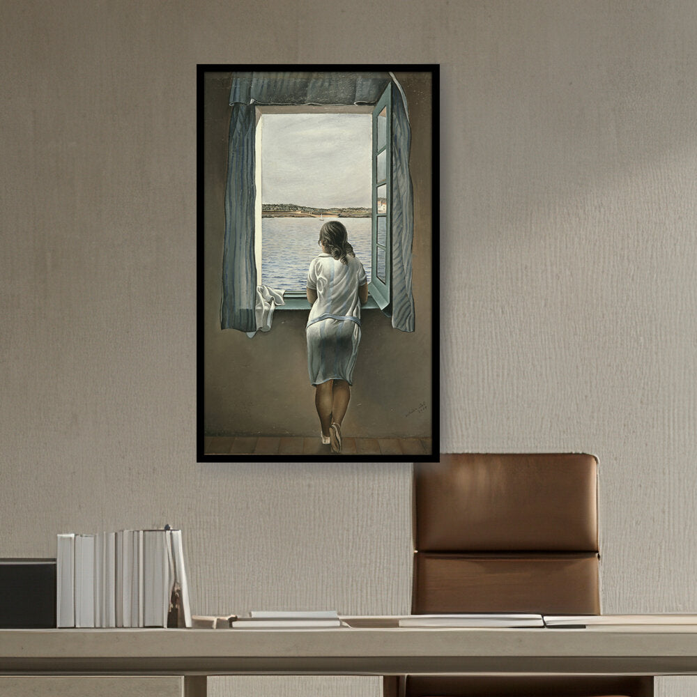 Girl At The Window - Framed Canvas