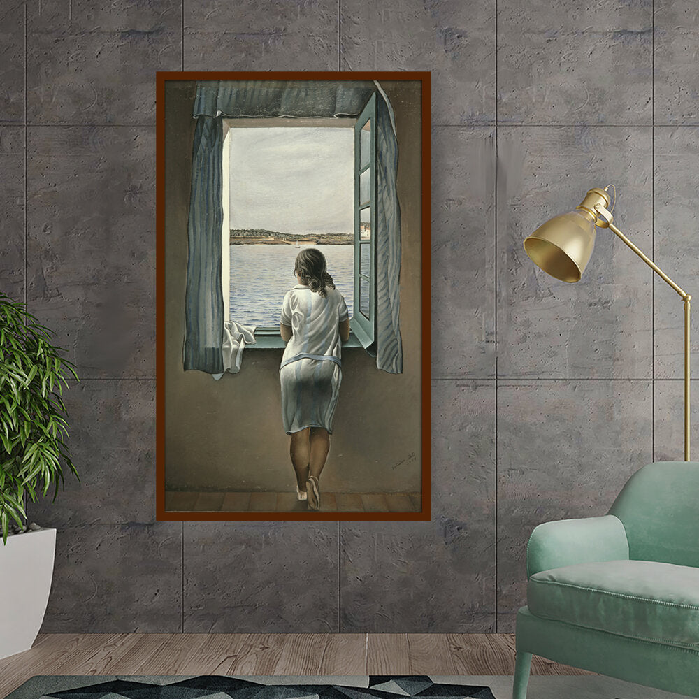 Girl At The Window - Framed Canvas
