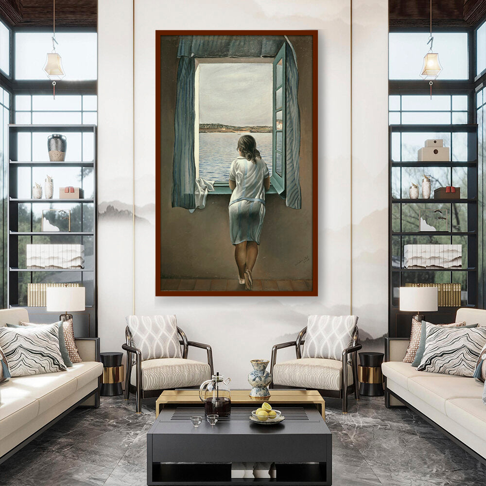 Girl At The Window - Framed Canvas