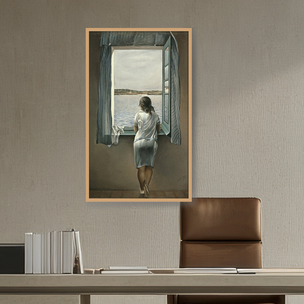 Girl At The Window - Framed Canvas