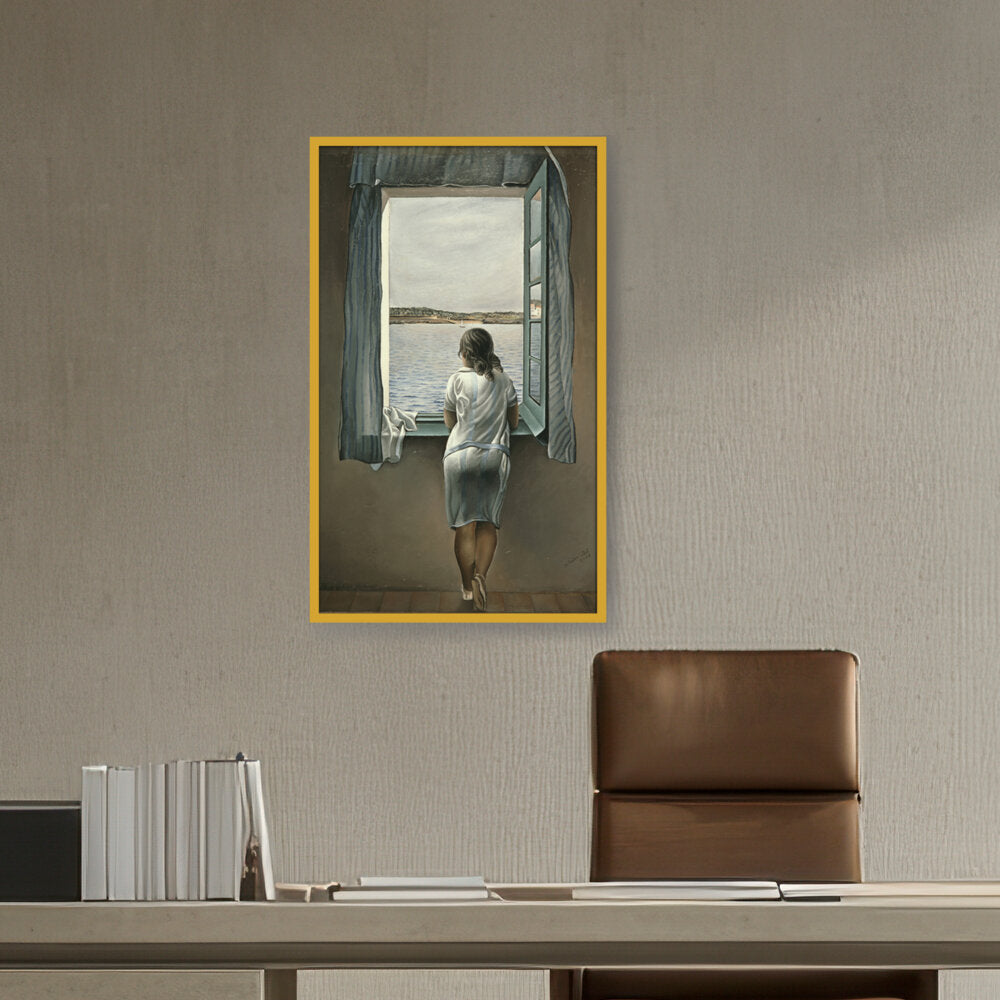 Girl At The Window - Framed Canvas