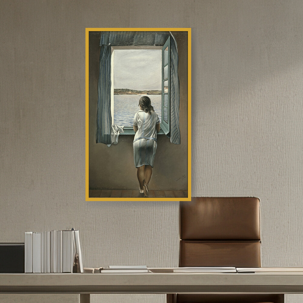 Girl At The Window - Framed Canvas