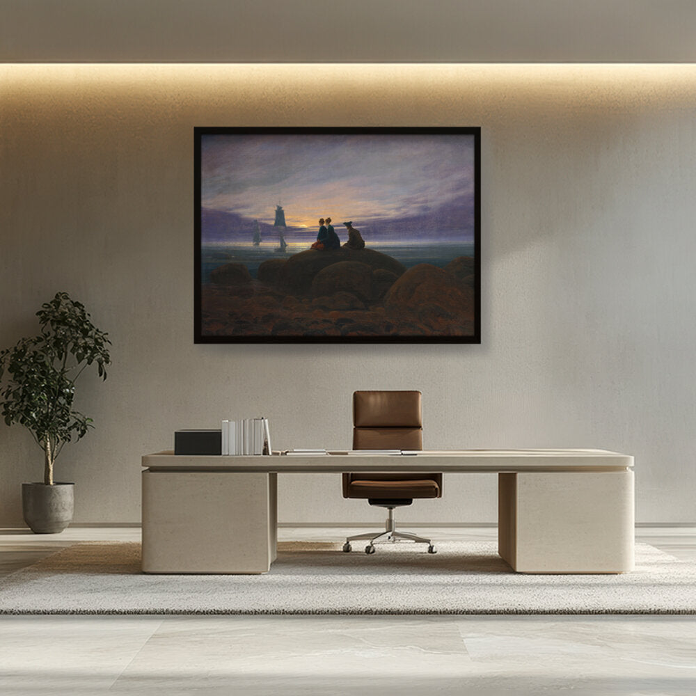 Moonrise By The Sea - Framed Canvas