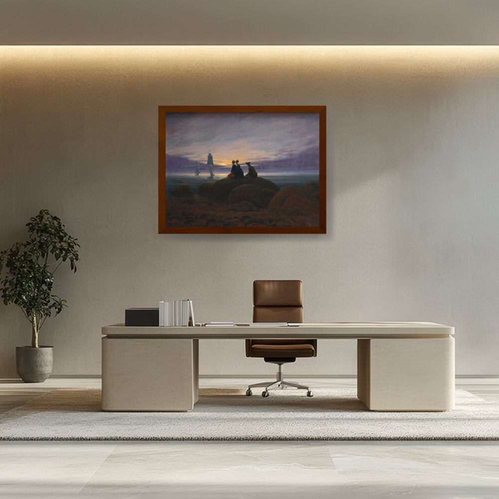 Moonrise By The Sea - Framed Canvas