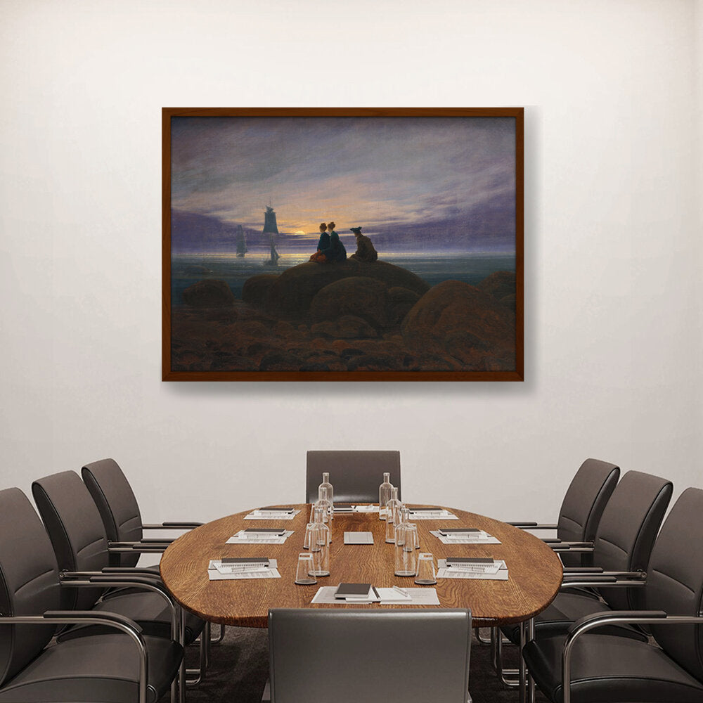 Moonrise By The Sea - Framed Canvas
