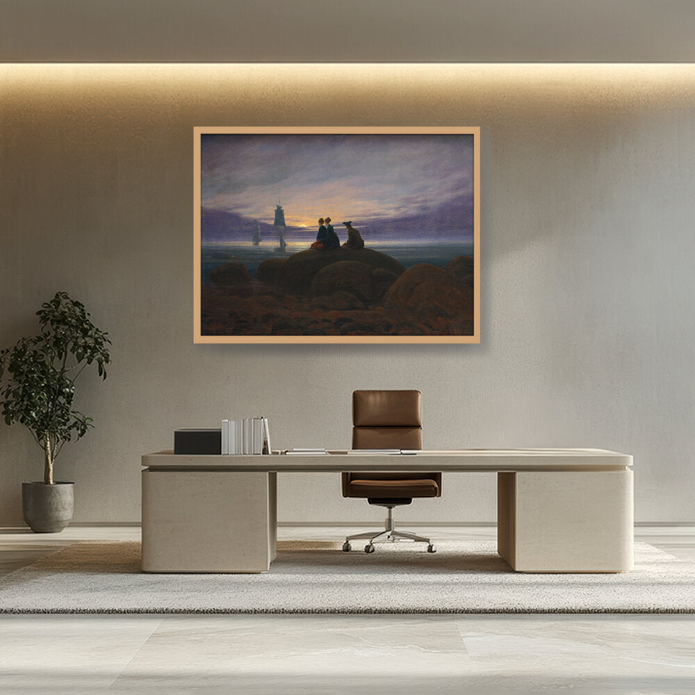 Moonrise By The Sea - Framed Canvas