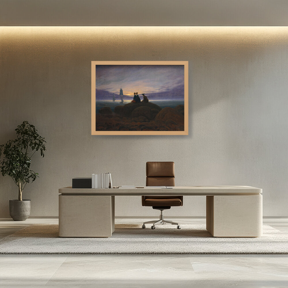 Moonrise By The Sea - Framed Canvas