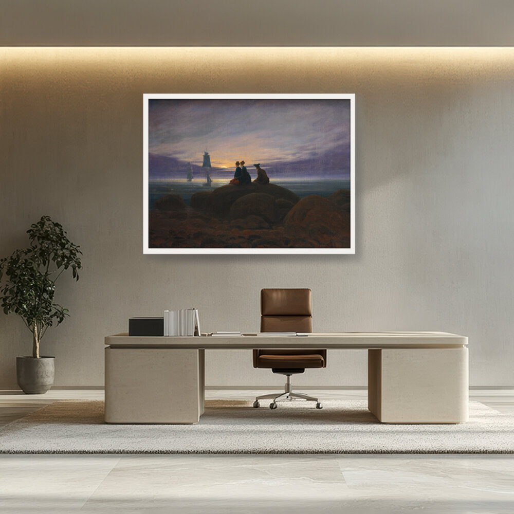 Moonrise By The Sea - Framed Canvas