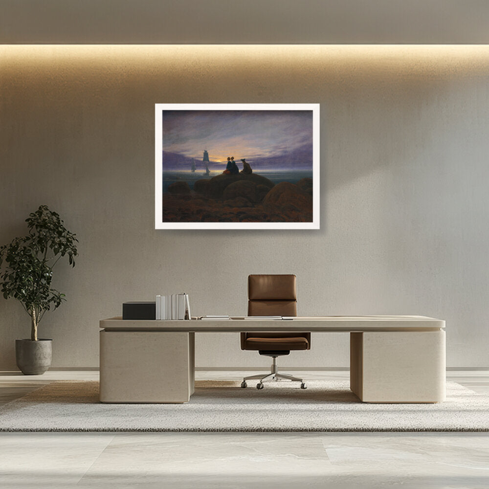 Moonrise By The Sea - Framed Canvas