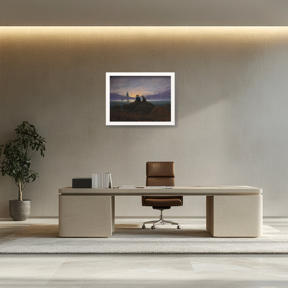 Moonrise By The Sea - Framed Canvas