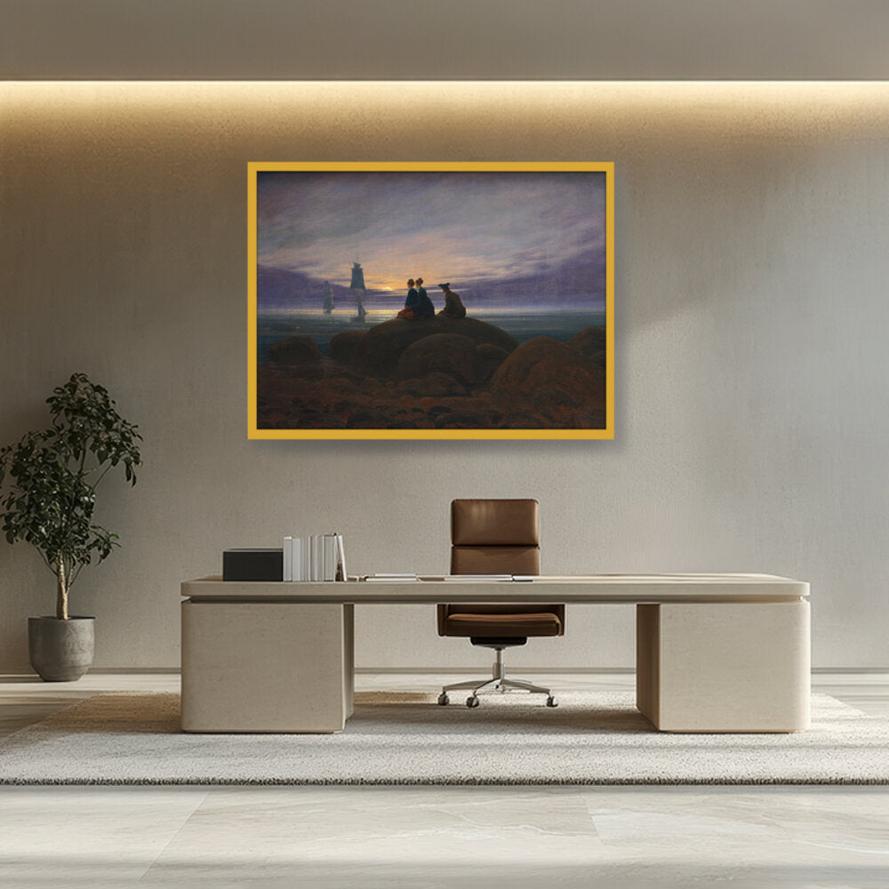 Moonrise By The Sea - Framed Canvas