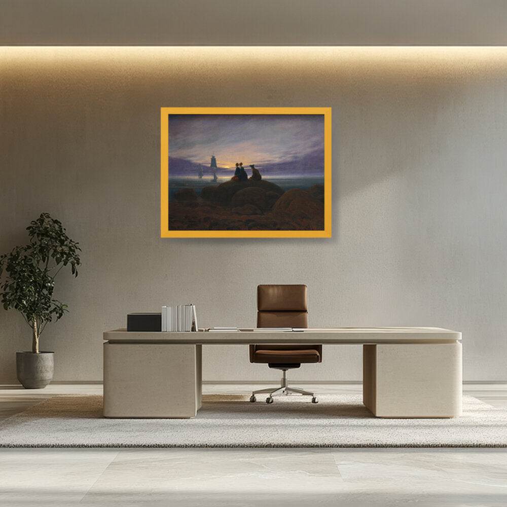 Moonrise By The Sea - Framed Canvas