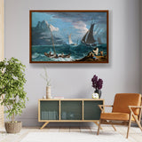 Fishing Boats In A Storm - Framed Canvas