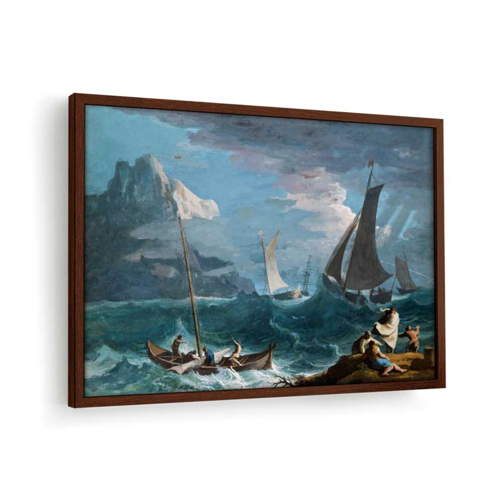 Fishing Boats In A Storm - Framed Canvas