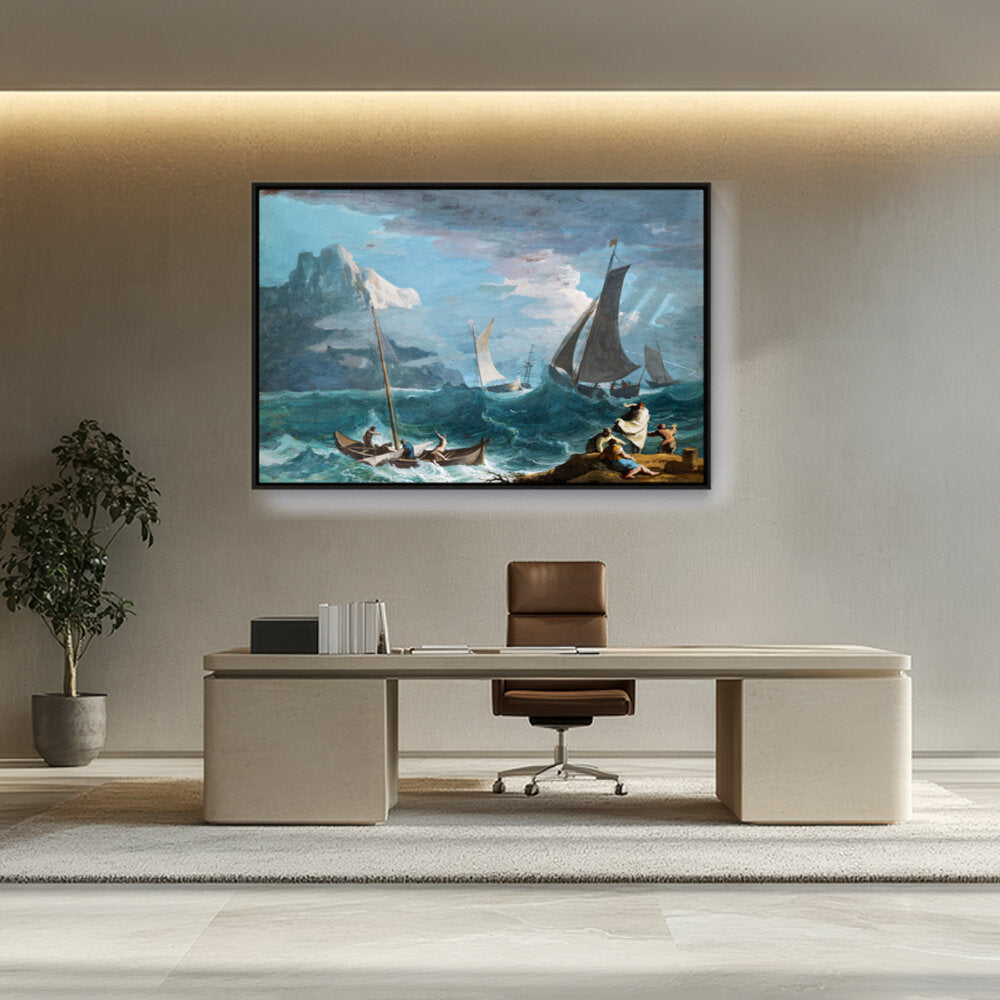 Fishing Boats In A Storm - FLOATING FRAME
