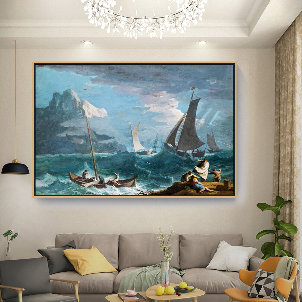 Fishing Boats In A Storm - FLOATING FRAME