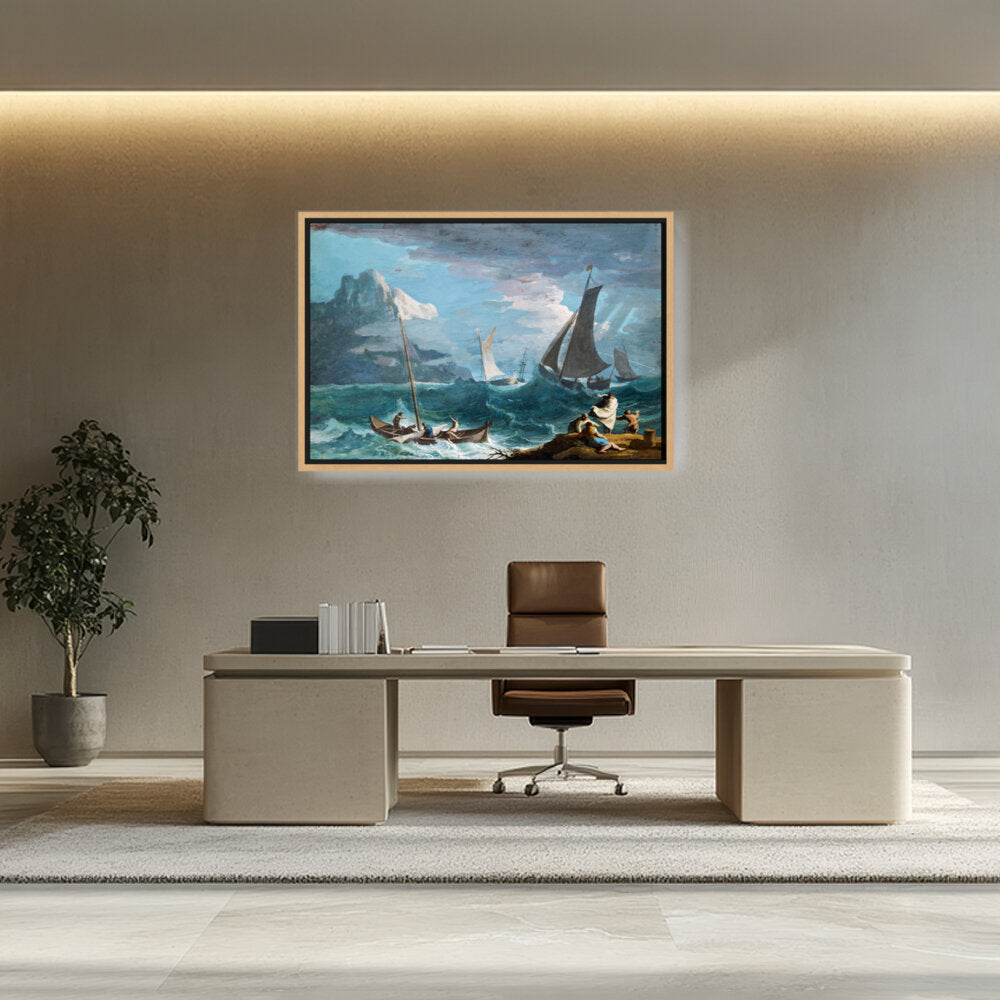 Fishing Boats In A Storm - FLOATING FRAME