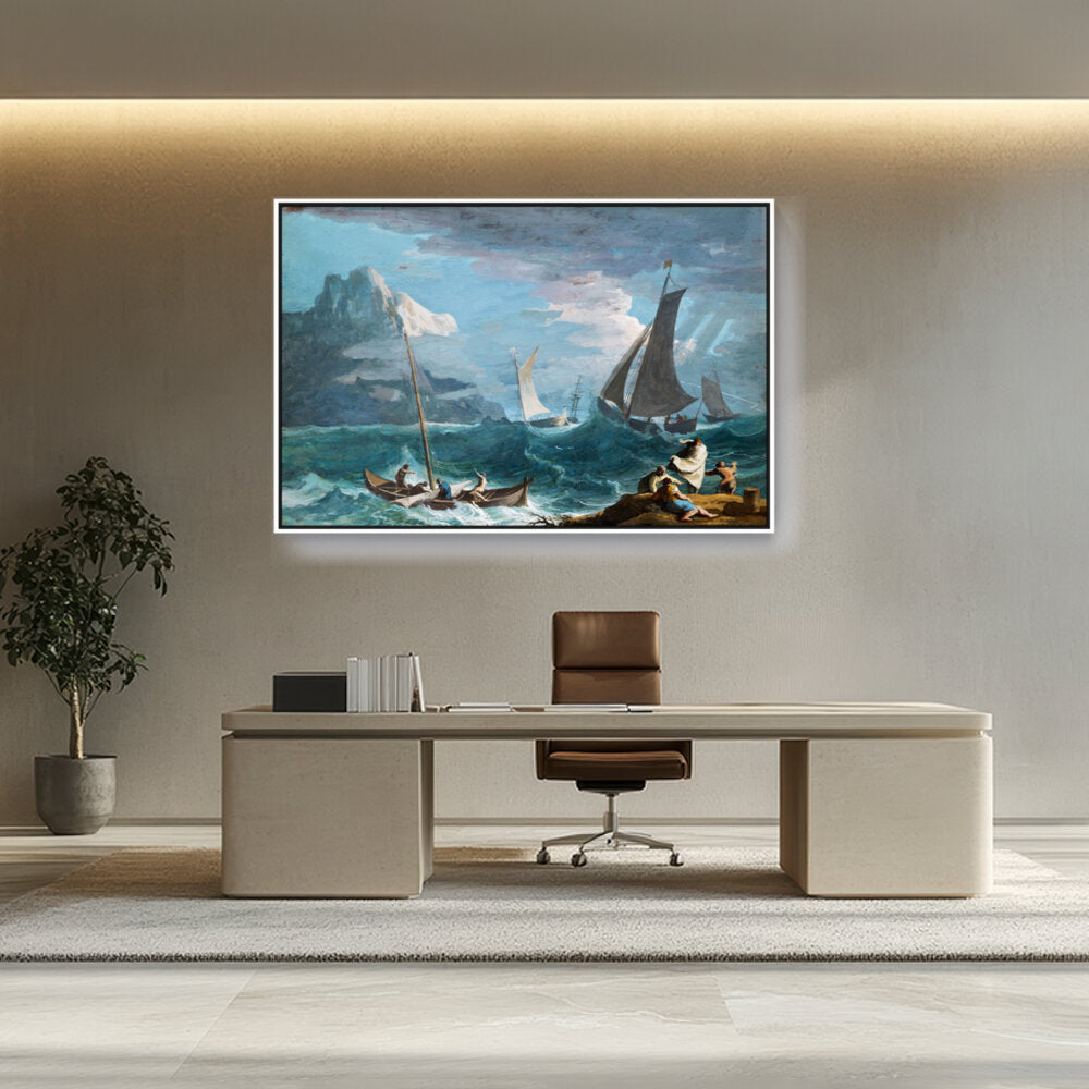 Fishing Boats In A Storm - FLOATING FRAME