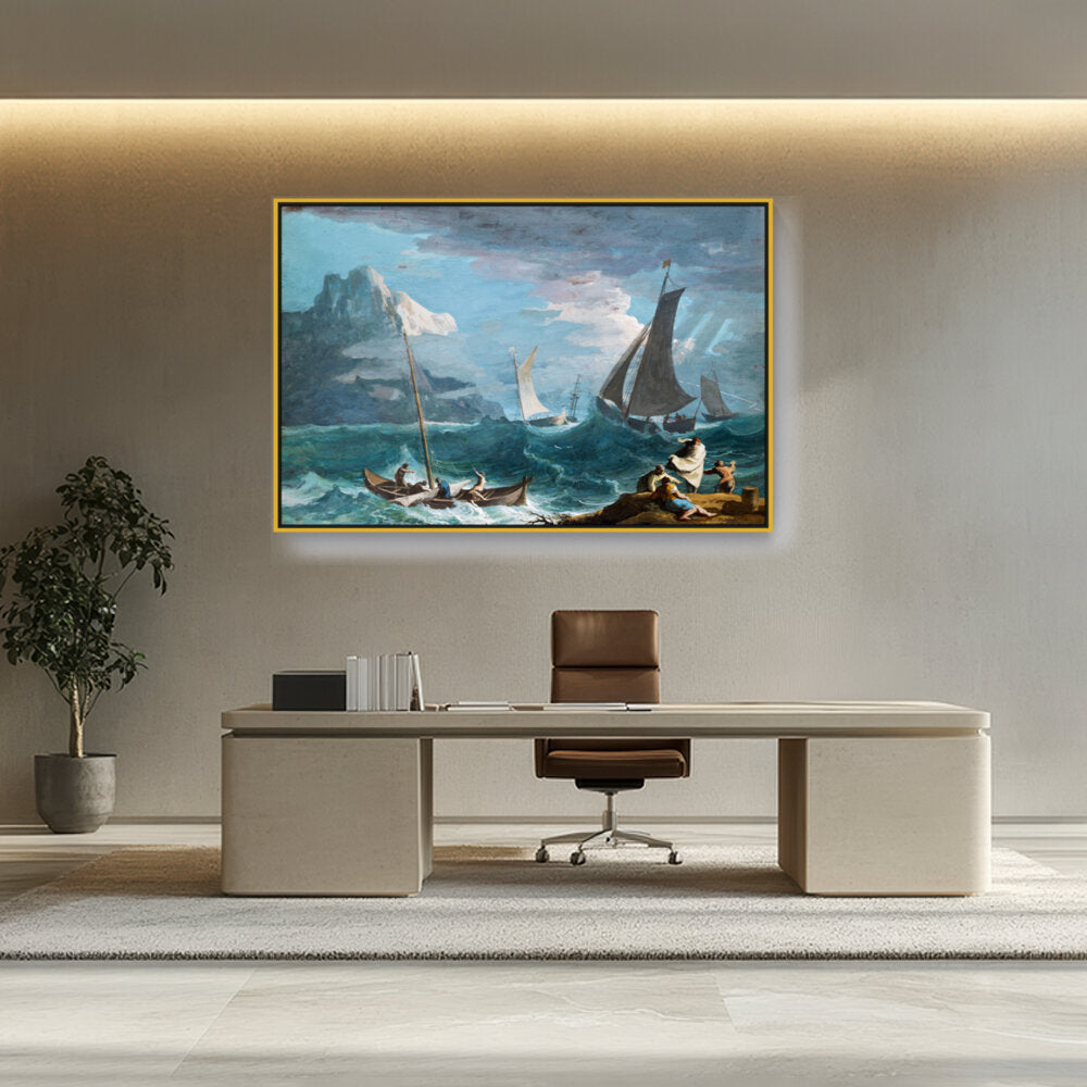 Fishing Boats In A Storm - FLOATING FRAME