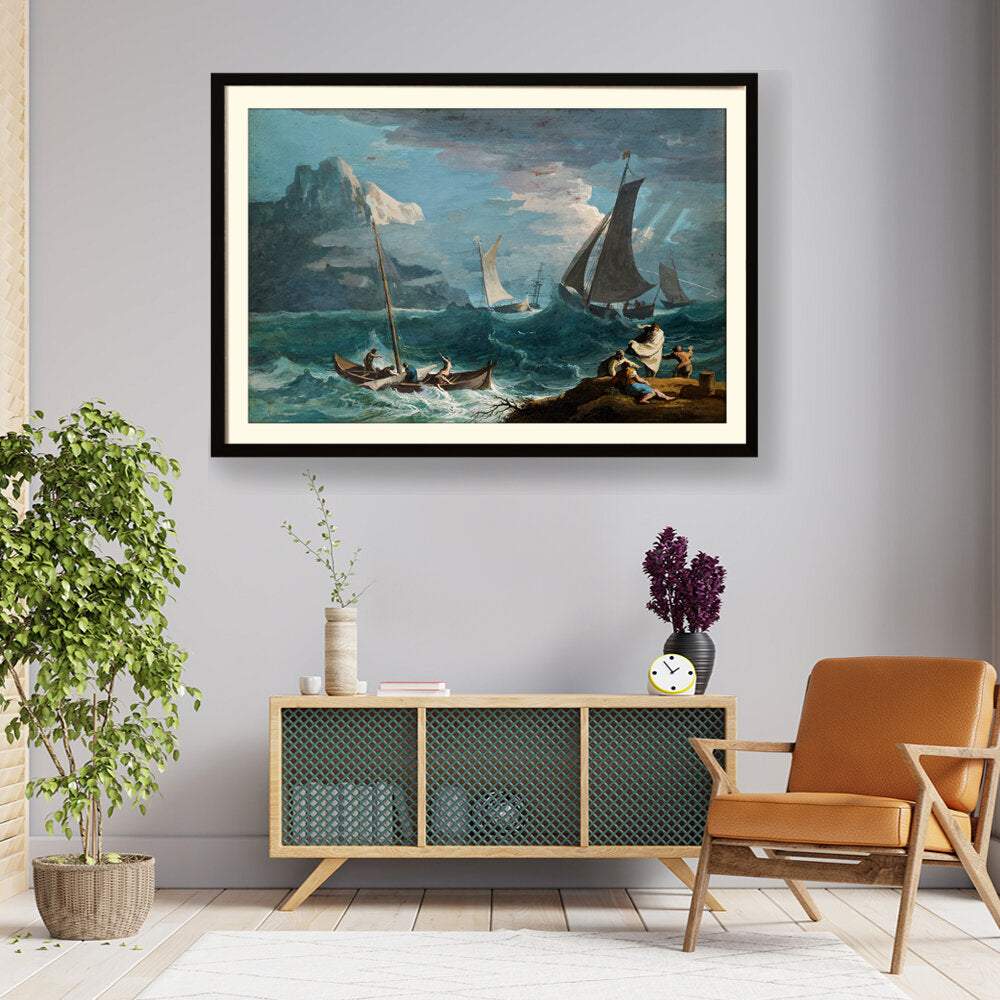 Fishing Boats In A Storm - WALL MOUNT FRAME