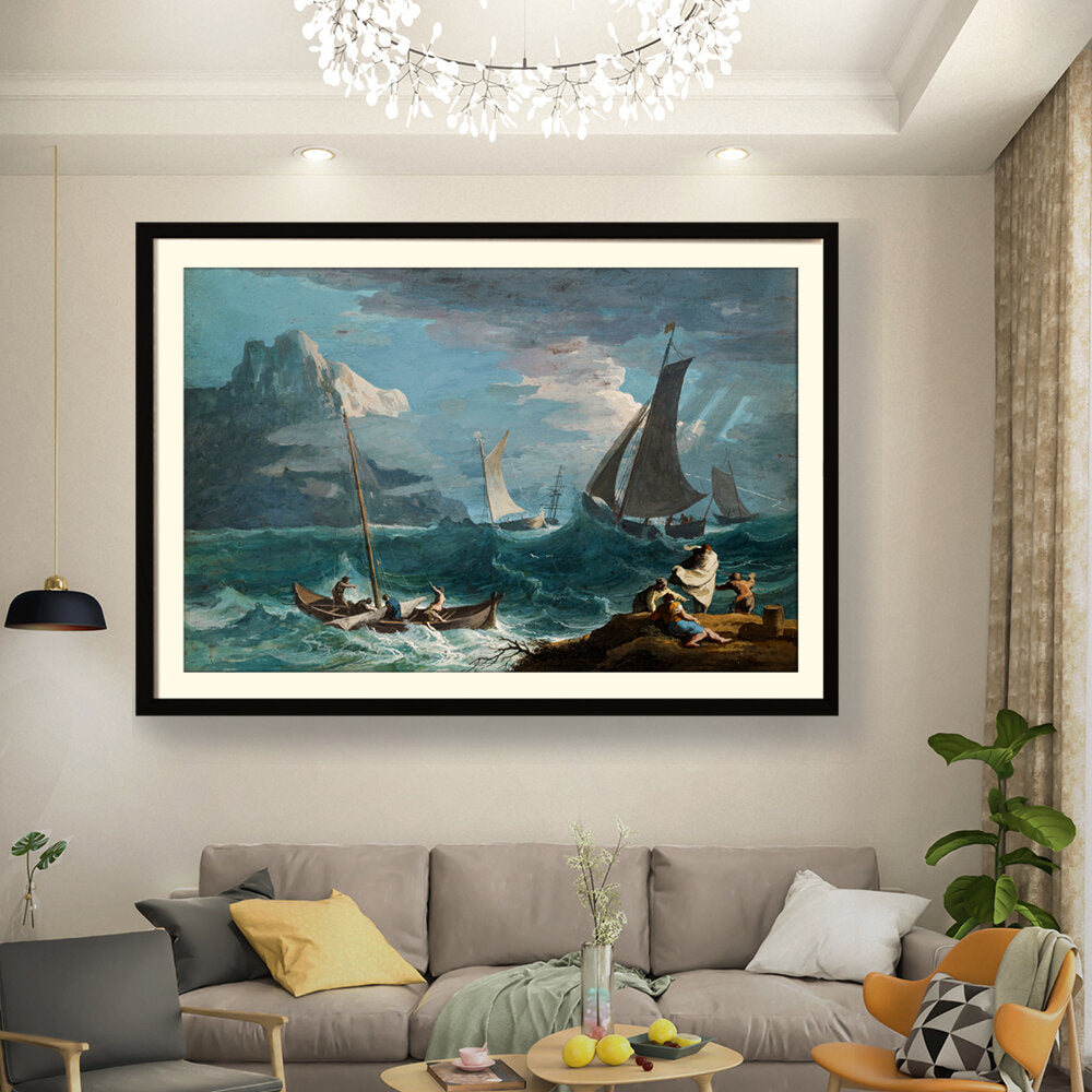 Fishing Boats In A Storm - WALL MOUNT FRAME