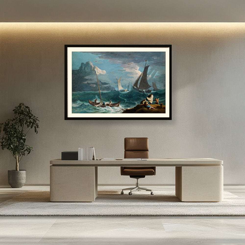 Fishing Boats In A Storm - WALL MOUNT FRAME