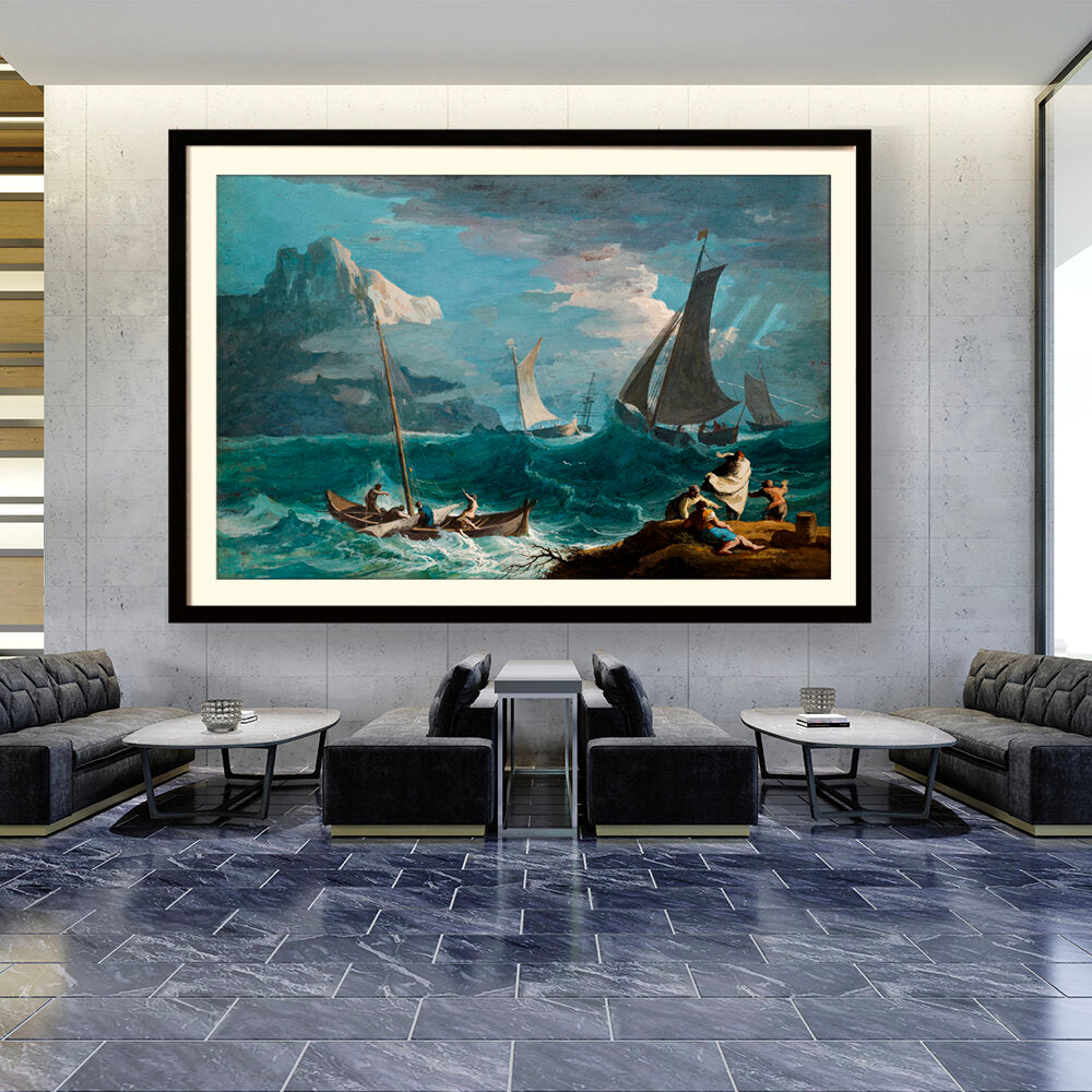 Fishing Boats In A Storm - WALL MOUNT FRAME