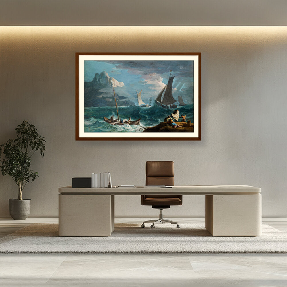 Fishing Boats In A Storm - WALL MOUNT FRAME