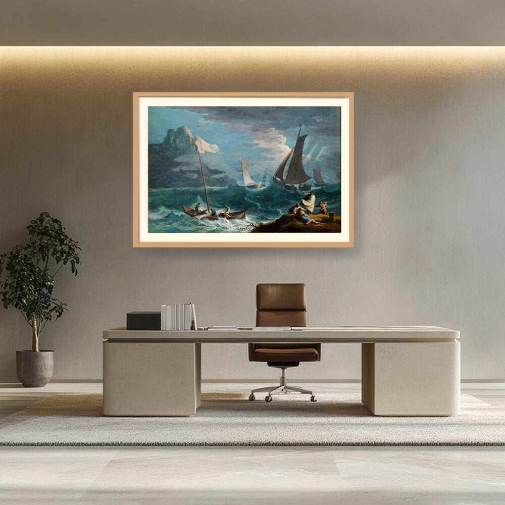 Fishing Boats In A Storm - WALL MOUNT FRAME