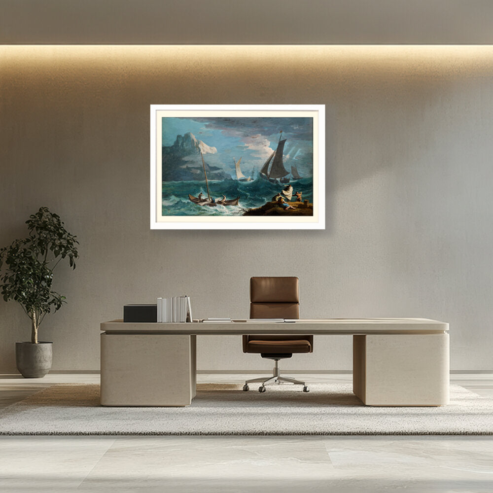 Fishing Boats In A Storm - WALL MOUNT FRAME