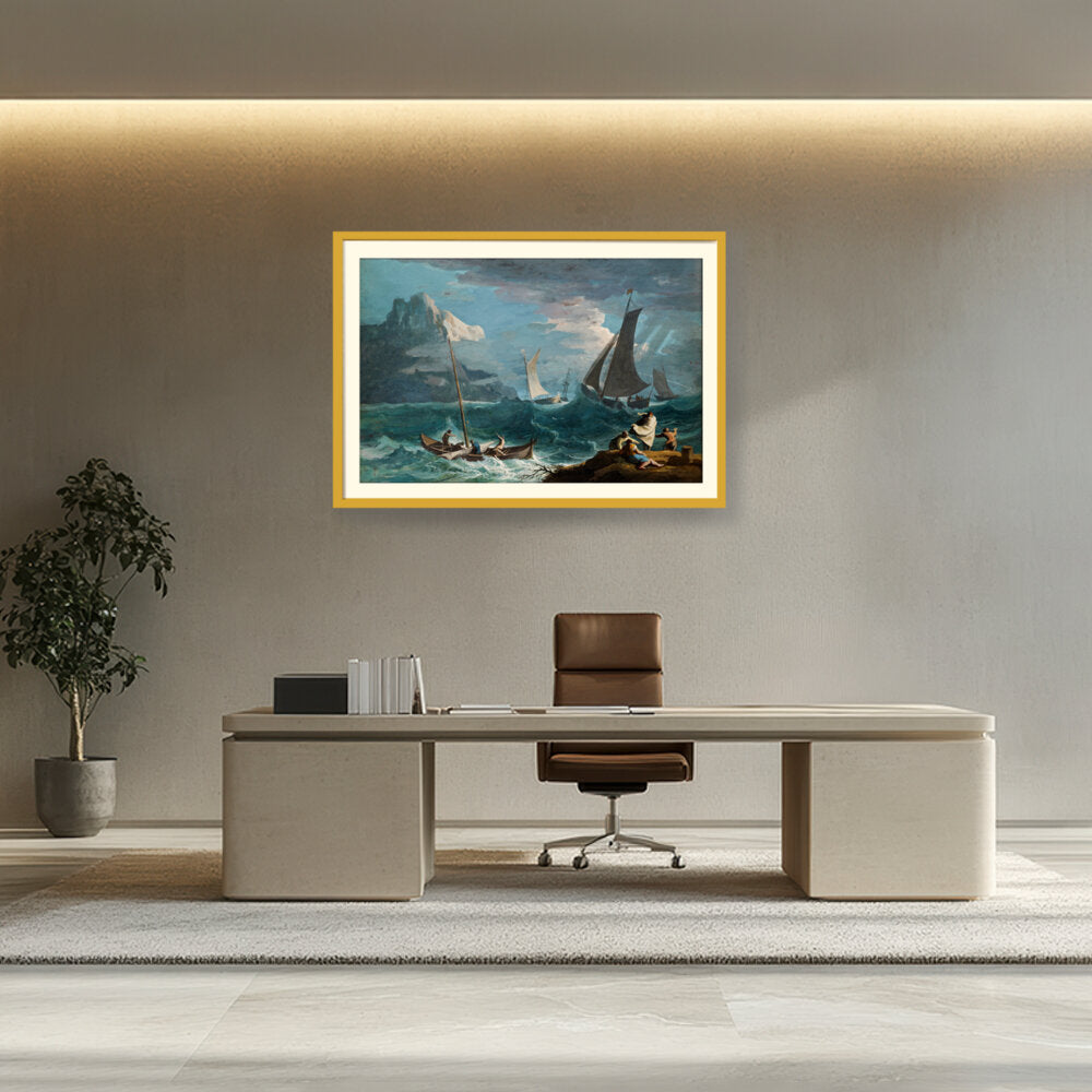 Fishing Boats In A Storm - WALL MOUNT FRAME