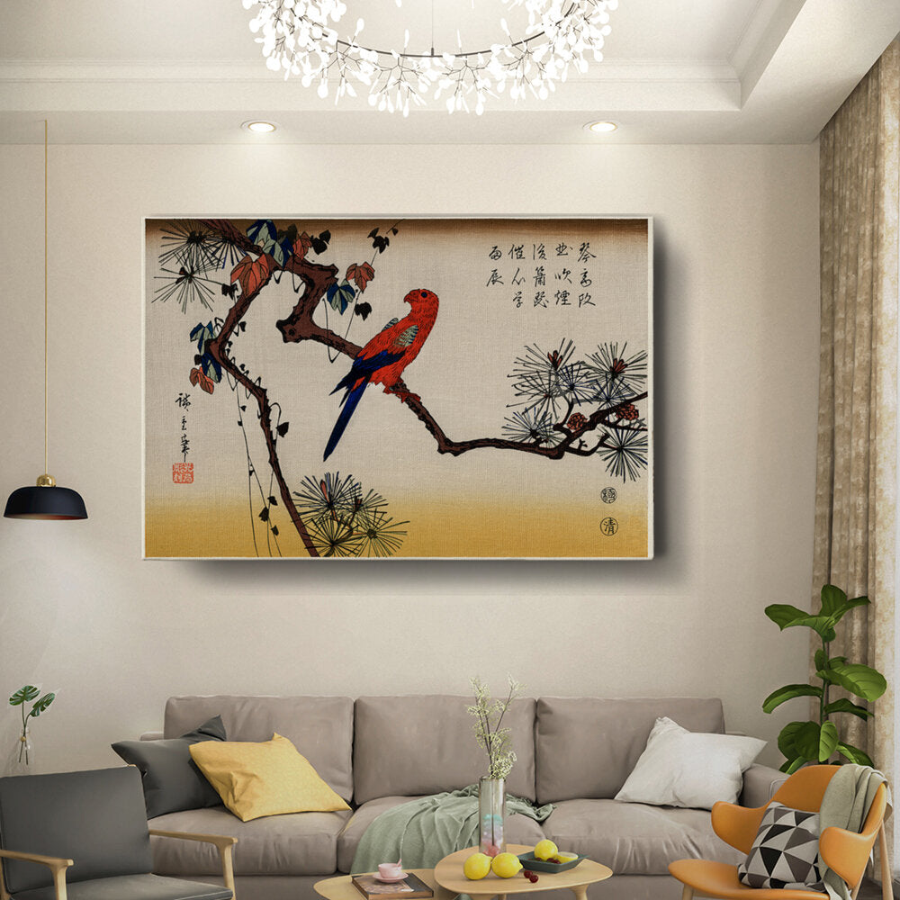 Red Parrot On A Branch