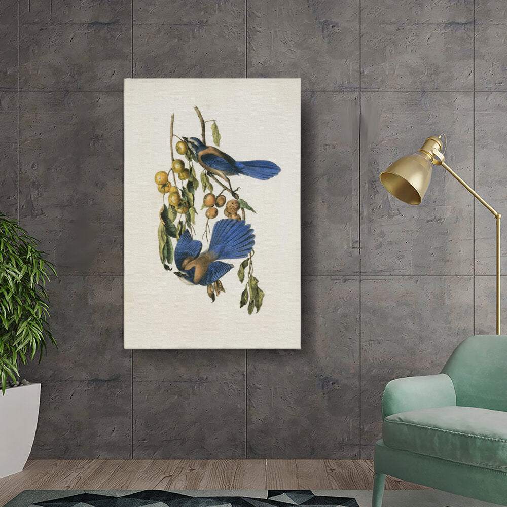 Blue Birds Among Leaves
