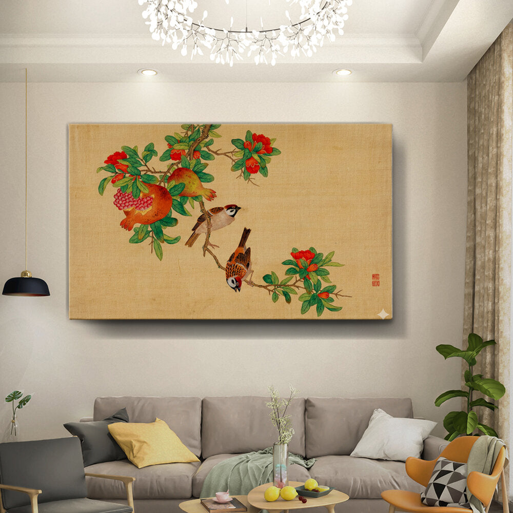 Sparrows And Pomegranate