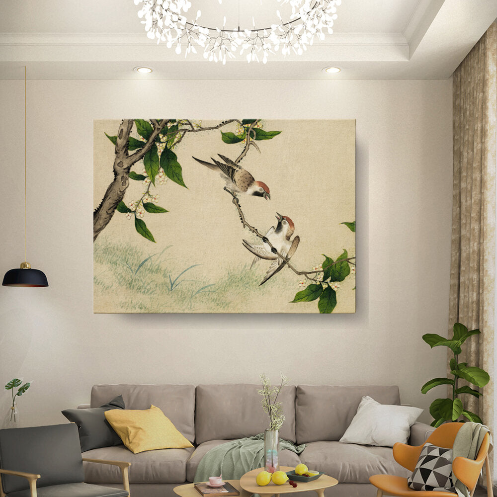 Sparrows On A Branch