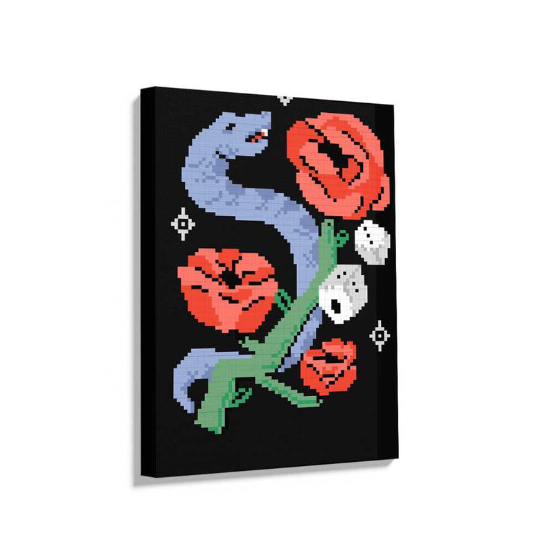 Picasoul - Picasoul Curated - Pixelated Floral Serpent - Wall Decor